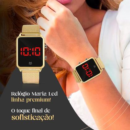Imagem de relogio feminino banhado digital premium inox qualidade led social presente original casual pulseira ajustável