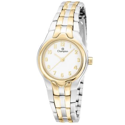 Imagem de Relógio Feminino Bicolor Prata e Dourado Analógico de Pulso Movimento Quartzo Pequeno Delicado Luxo Elegante Fashion Champion