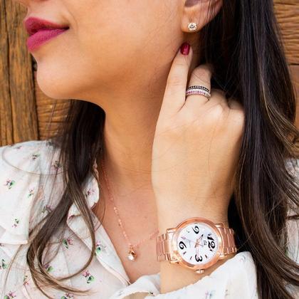 Imagem de Relógio Feminino Champion Ana Hickmann Rosé Prova D'Água AH28802Z