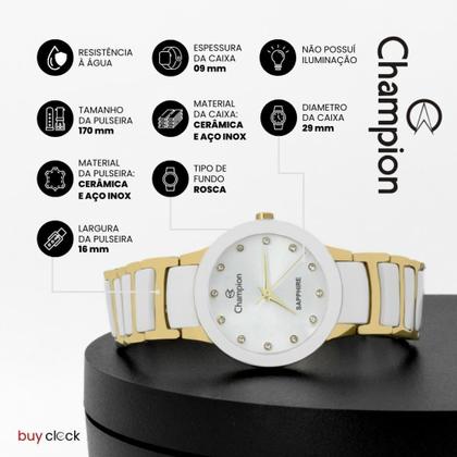 Imagem de Relogio Feminino Champion Analogico Ceramica Dourado Resistente a