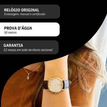 Imagem de Relógio Feminino Champion Analógico Couro Marron Kit Colar e Brincos CN20186B