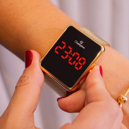 Imagem de Relógio Feminino Champion Digital Quadrado Dourado CH40083V