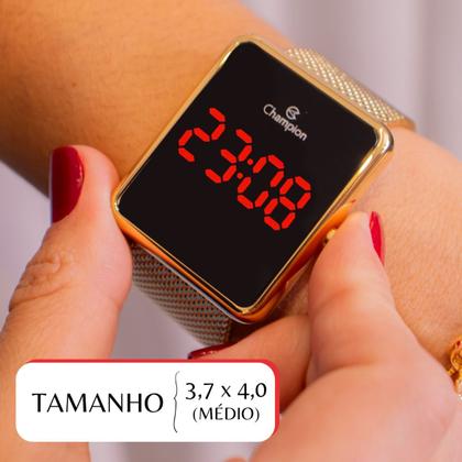 Imagem de Relógio Feminino Champion Digital Quadrado Dourado CH40083V
