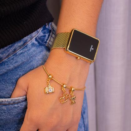 Imagem de Relógio Feminino Champion Digital Quadrado Dourado CH40083V