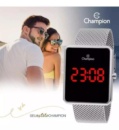 Imagem de Relógio Feminino Champion Digital Quadrado Dourado Rose Prata Preto