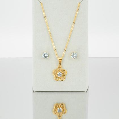 Imagem de Relógio Feminino Champion Dourado Aço Inoxidável Mostrador Branco Colar e Brinco Original Resistente à Água CN29098W