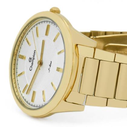 Imagem de Relógio Feminino Champion Dourado Aço Inoxidável Mostrador Prata Original Resistente à Água CN21050H