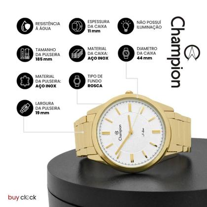 Imagem de Relógio Feminino Champion Dourado Aço Inoxidável Mostrador Prata Original Resistente à Água CN21050H