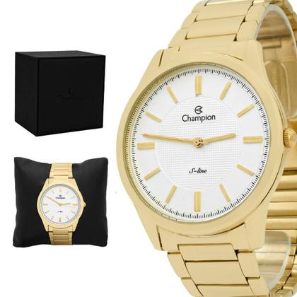 Imagem de Relógio Feminino Champion Dourado Aço Inoxidável Mostrador Prata Original Resistente à Água CN21050H