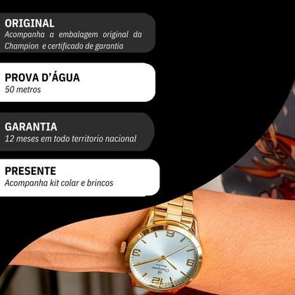 Imagem de Relógio Feminino Champion Dourado Analógico CN29892Z Prova DAgua