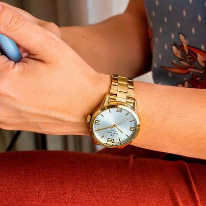 Imagem de Relógio Feminino Champion Dourado Analógico CN29892Z Prova DAgua