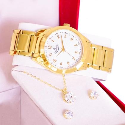 Imagem de Relógio Feminino Champion Dourado Analógico Prova D'agua CN29409D