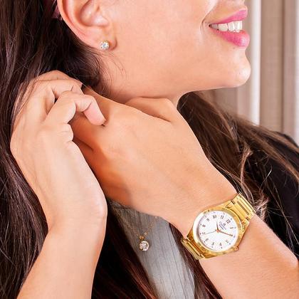 Imagem de Relógio Feminino Champion Dourado Analógico Prova D'agua CN29409D