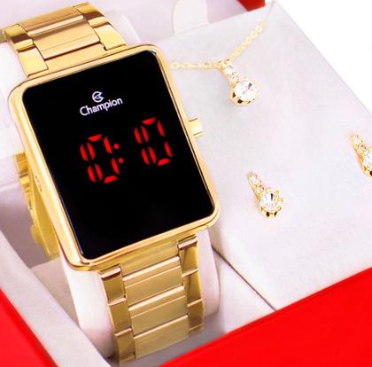 Imagem de Relógio Feminino Champion Dourado Digital CH40086V
