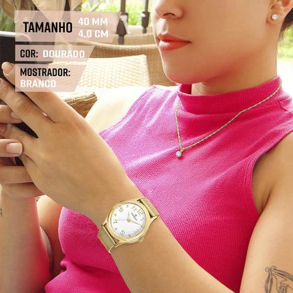 Imagem de Relógio Feminino Champion Dourado Original Garantia Luxo
