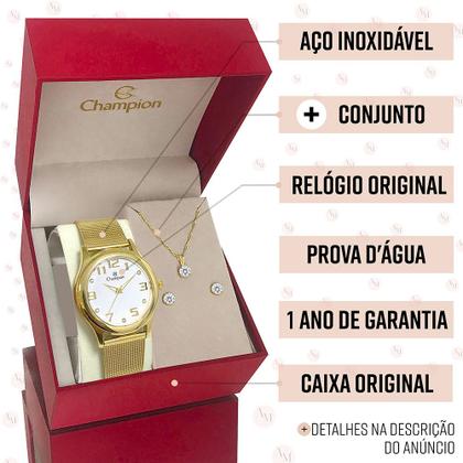 Imagem de Relógio Feminino Champion Dourado Original Garantia Luxo