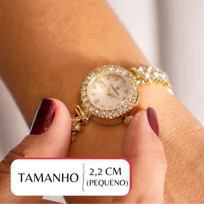 Imagem de Relógio Feminino Champion Dourado Pequeno Luxo CF25536H + Brincos