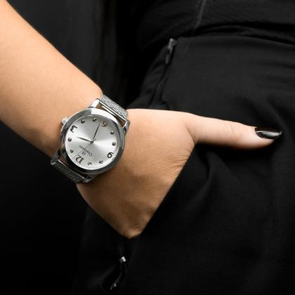 Imagem de Relógio Feminino Champion Prata Aço Mostrador Prateado Original Resistente à Água CN21247Q