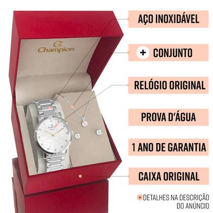 Imagem de Relógio Feminino Champion Prata Analógico Top Original Luxo