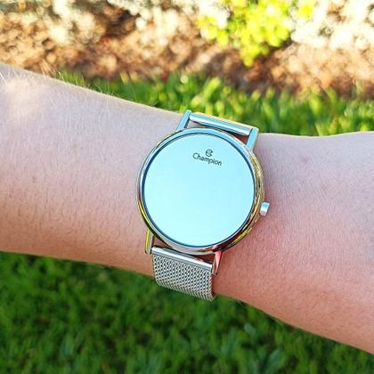 Imagem de Relógio Feminino Champion Prata Digital Espelhado A Prova Dágua Original NF Pulseira