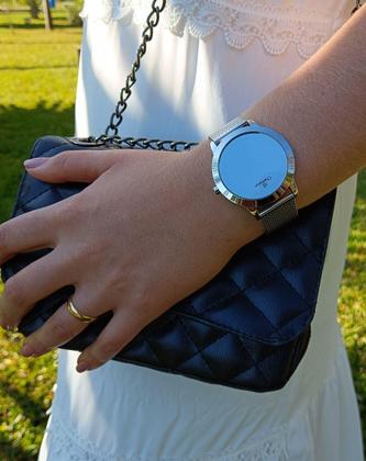 Imagem de Relógio Feminino Champion Prata Original a Prova D'água Espelhado Redondo