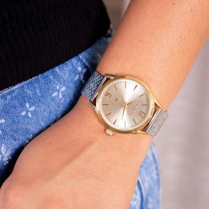 Imagem de Relógio Feminino Condor Analógico Dourado e Prata COPC21JLVK4X Colar e Brincos