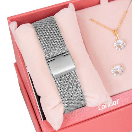 Imagem de Relógio Feminino Condor Analógico Dourado e Prata COPC21JLVK4X Colar e Brincos
