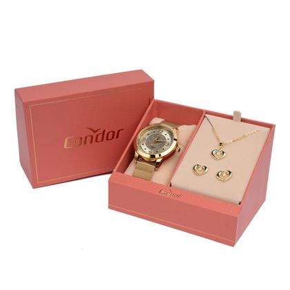 Imagem de Relógio Feminino Condor com Brilho CO2039MUC/K4D com Conjunto Dourado