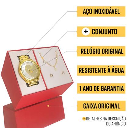 Imagem de Relógio Feminino Condor Dourado Original Prova D'água Luxo