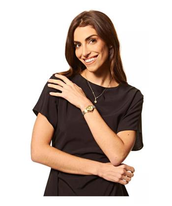 Imagem de Relógio Feminino Condor Dourado Pequeno Kit Colar E Brincos