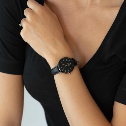 Imagem de Relógio Feminino Couro Preto Saint Germain Murray Full Black 32mm