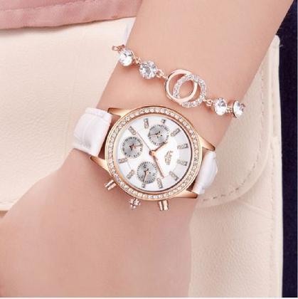 Imagem de Relógio Feminino De Pulso Analógico Quartzo Em Pulseira De Couro