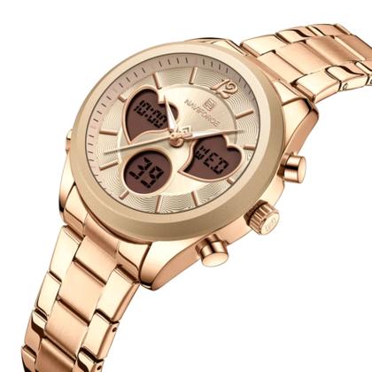 Imagem de Relógio feminino design coração quartzo analógico Lcd digital impermeavel casual