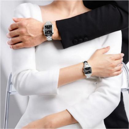 Imagem de Relógio feminino design quadrado casual de quartzo impermeavel de aço inoxidavel