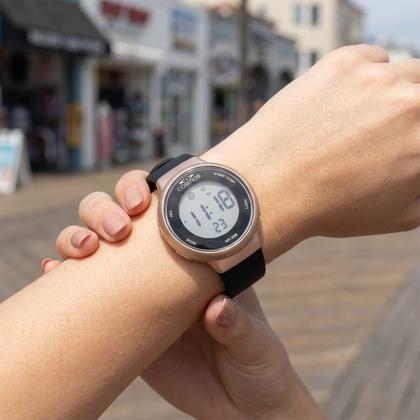 Imagem de Relógio Feminino Digital de Pulso Preto e Rosé Mini Pequeno com Pulseira de Silicone à Prova D Água Esportivo Casual Fashion Cosmos