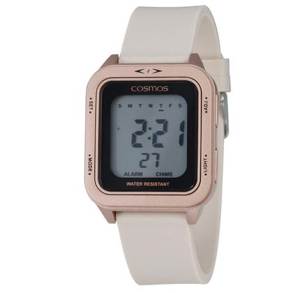 Imagem de Relógio Feminino Digital de Pulso Quadrado com Pulseira de Silicone à Prova D Água Rosa Esportivo Casual Fashion Cosmos