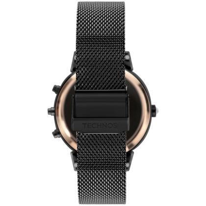 Imagem de Relógio Feminino Digital e Analógico de Pulso Dupla Face com Pulseira Mesh de Aço Inoxidável Resistente à Água 5 ATM Luxo Elegante Fashion Technos