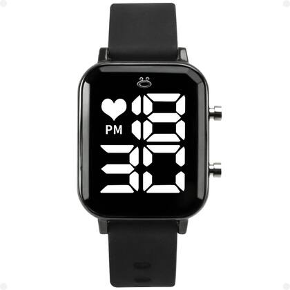 Imagem de Relogio Feminino Digital Inox Led Aço Quadrado + Caixa original silicone ajustavel presente moda casual black piano