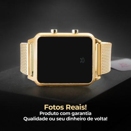 Imagem de Relógio feminino digital led dourado silicone original