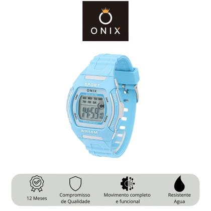 Imagem de Relógio Feminino Digital Onix IT-697 (9858) Resistente à água 5 ATM Branco Caixa em Resina Azul Pulseira de Plástico Visor Acrílico Quadrado Fivela