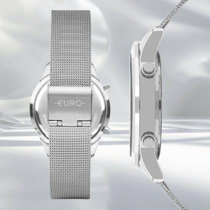 Imagem de Relógio Feminino Digital Prata com Caixa e Pulseira de Aço Inoxidável à Prova D Água Elegante Luxo Fashion Euro