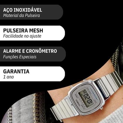 Imagem de Relógio Feminino Digital Vintage Prata Mini LA670WA-7DF