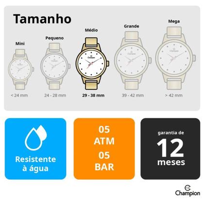 Imagem de Relógio Feminino Dourado Champion Fundo Branco Qtz