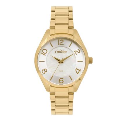 Imagem de Relógio Feminino Dourado de Pulso com Pulseira e Caixa em Aço Inoxidável Luxo Elegante Fashion com Kit Colar e Brincos Condor