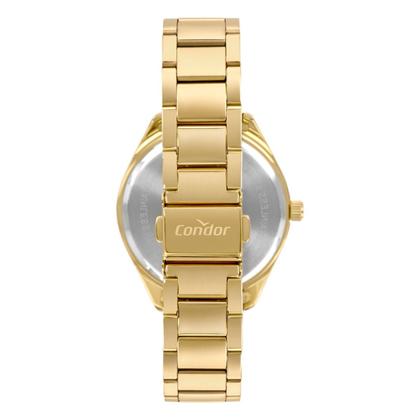 Imagem de Relógio Feminino Dourado de Pulso com Pulseira e Caixa em Aço Inoxidável Luxo Elegante Fashion com Kit Colar e Brincos Condor