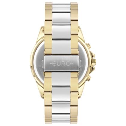 Imagem de Relógio Feminino Dourado e Prata com Pulseira e Caixa de Aço Inoxidável Redondo com Strass Luxo Elegante Fashion Euro
