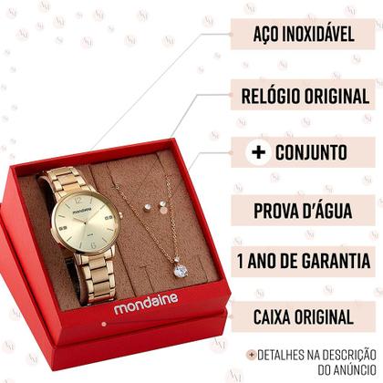 Imagem de Relógio Feminino Dourado Mondaine 1 Ano De Garantia Original