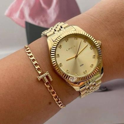 Imagem de Relógio Feminino Dourado Pulso Lince Lrgj152l36