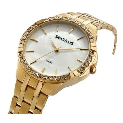 Relógio Feminino Dourado Seculus Com Semijoias77114Lpskds1 Imagem de Relógio Feminino Dourado Seculus Com Semijoias77114Lpskds1