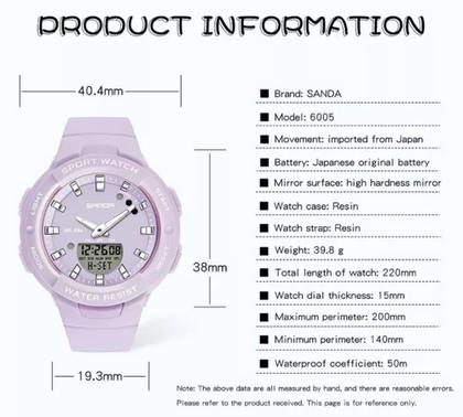 Imagem de Relógio Feminino Esportivo Duplo Dial Digital À Prova D'água